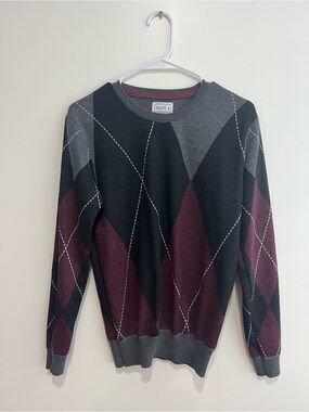 NWOT Kids FAZE1 Burgundy and Charcoal Argyle Sweater